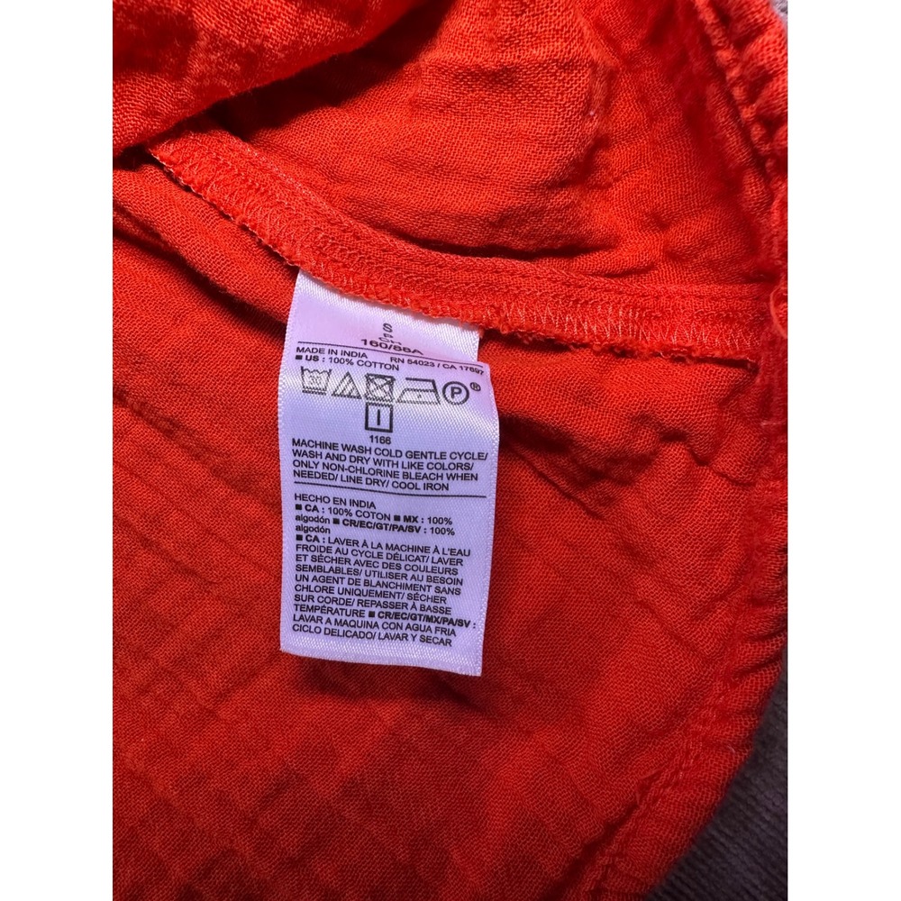Old Navy Womens Orange Red Cotton Gauze Short Sleeve Tiered Mini Dress Small - Picture 4 of 6